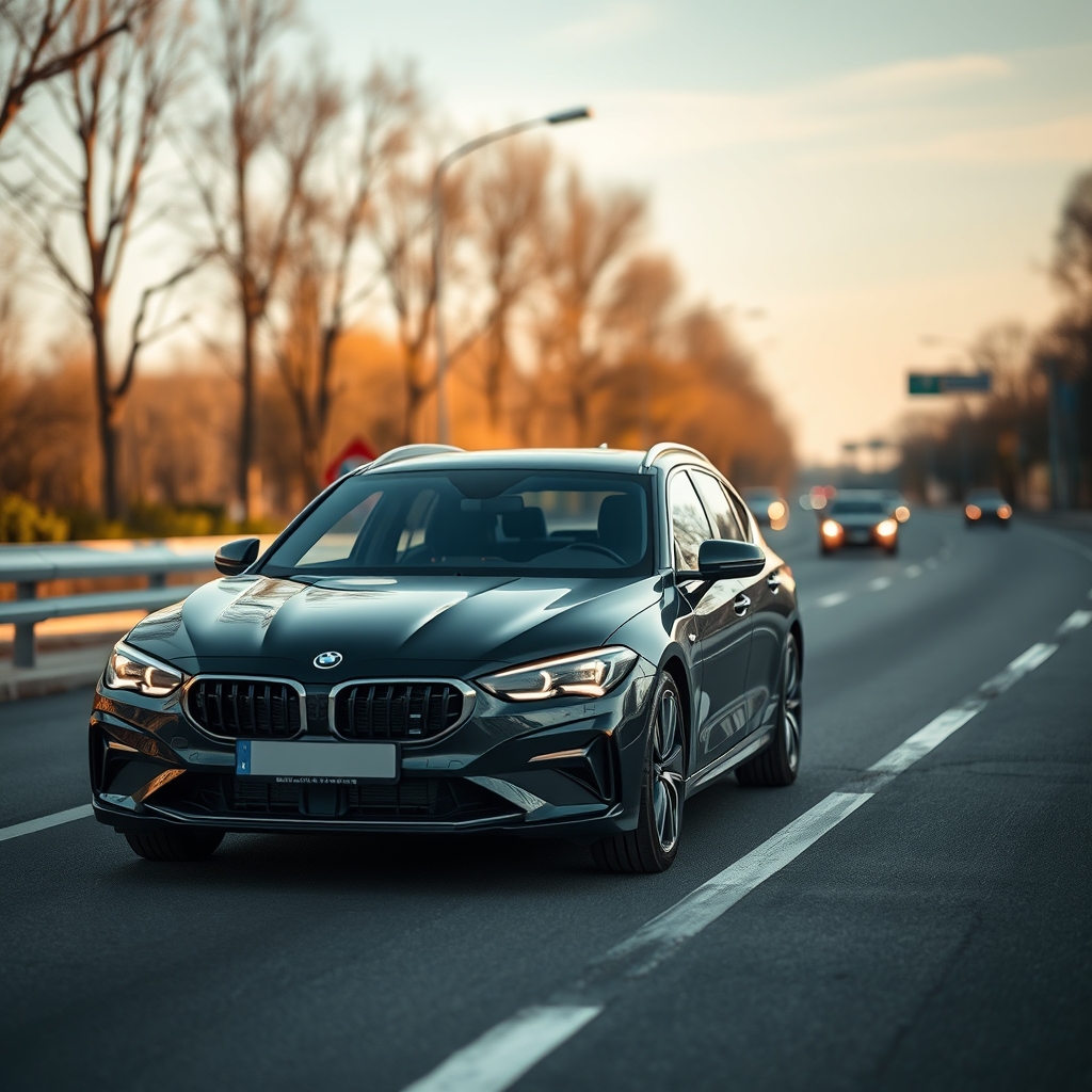 Современный автомобиль на дороге